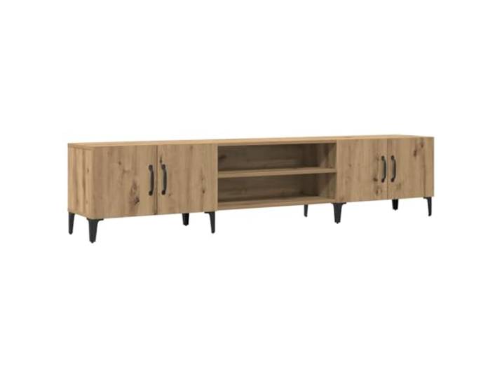 KGFHERENB TV-Schrank 180x31,5x40 cm Artisan-Eiche Holzwerkstoff Vier Fächer mit Fronttüren bieten strukturierten Platz für Medien und Zubehör im modernen Wohnzimmer.