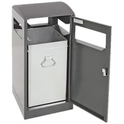 PROREGAL Abfallbehälter für Außenbereiche mit verzinktem Innenbehälter, 40L, HxBxT 81,5x35x35cm, Brandschutzklasse A1, Anthrazitgrau/Anthrazitgrau