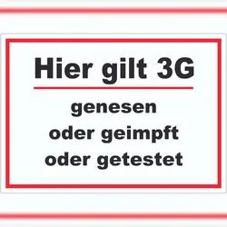 HB-Druck Hier gilt 3G Hinweis Aufkleber mit Text A8 (52x74mm)
