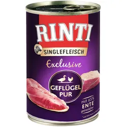RINTI Singlefleisch Exclusive 400g Dose Hundenassfutter Sparpaket 24 x 400 Gramm Geflügel Pur