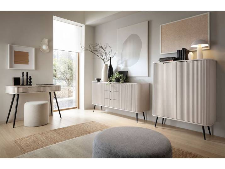 Wohnzimmer-Set Wohnzimmermöbel Set 3-teilig – ZOVA – Kaschmir