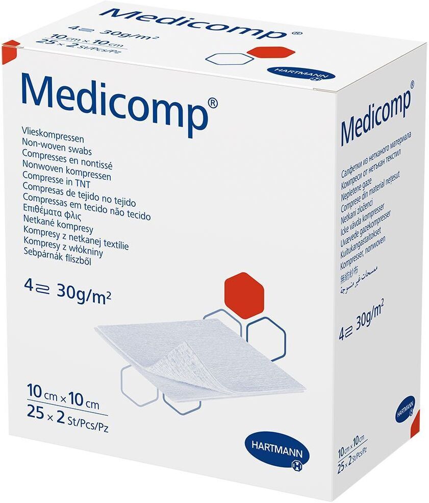 Hartmann Medicomp Vlieskomp.steril 10x10 cm 4fach 25x2 St Kompressen