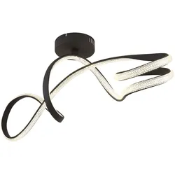 LED Deckenleuchte Deckenlampe Kristallleuchte schwarz geschwungen Wohnzimmerlampe, Metall Aluminium, 30W 2350Lm neutralweiß, LxBxH 90,8x28x33 cm