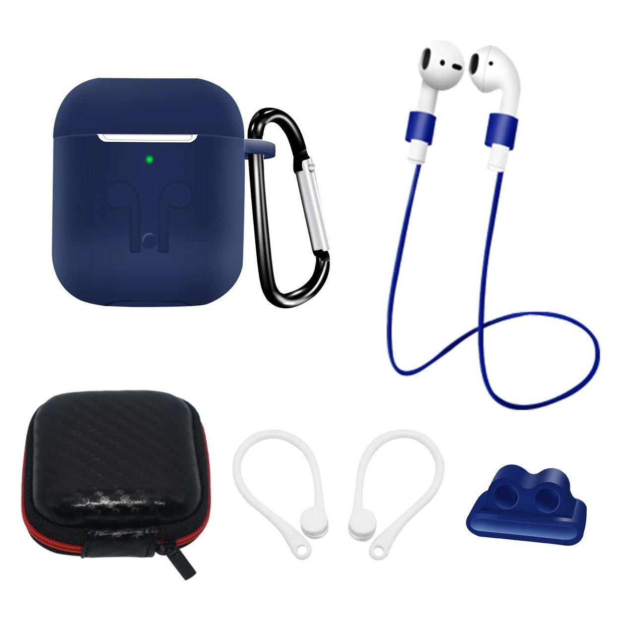 Hurtel Silikonhüllen-Set für AirPods 2 / AirPods 1 + Hülle / Ohrbügel / Umhängeband / Uhrenarmbandhalter / (Ladecase Hülle) (1404978613)