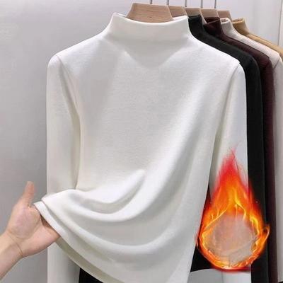 Uplifted Goods Womens Thermal Long Sleeve Top With Half High Collar white m