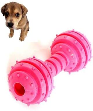Inspired Deals High Intensity Rubber Dog Chew Toy Dumbbell Bite Resistant Dental Toy For Puppies And Active Dogs red