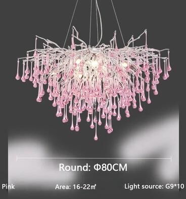 Inspire Select Modern Branch Crystal Chandelier Luxury Pink & Blue Teardrop Hanging Ceiling Light pink Diameter 31.5 In white Light