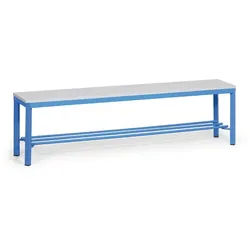 Umkleidebank mit Schuhrost, Sitzfläche, laminiert, Länge 1500 mm, blau