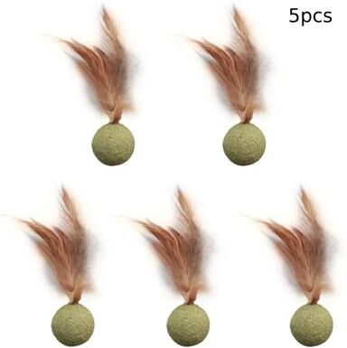 Uplifted Finds Dental Logic Feathered Catnip Sphere 5 Pcs
