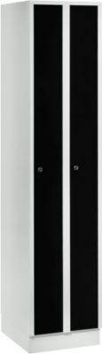 Raumspargarderobe, Abteilbreite 200 mm, abschließbar, 2 Abteile, schwarz