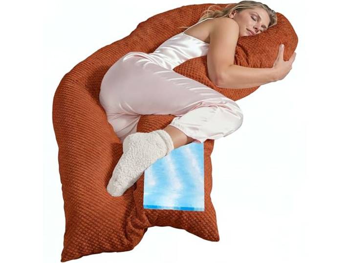 Traumreiter Seitenschläferkissen Visco L langes Wendekissen Memory Foam [orthopädisch] + Watte Seite Schwangerschaftskissen zum Schlafen Stillkissen Kissen Komfortkissen mit Bezug Terrakotta Deluxe