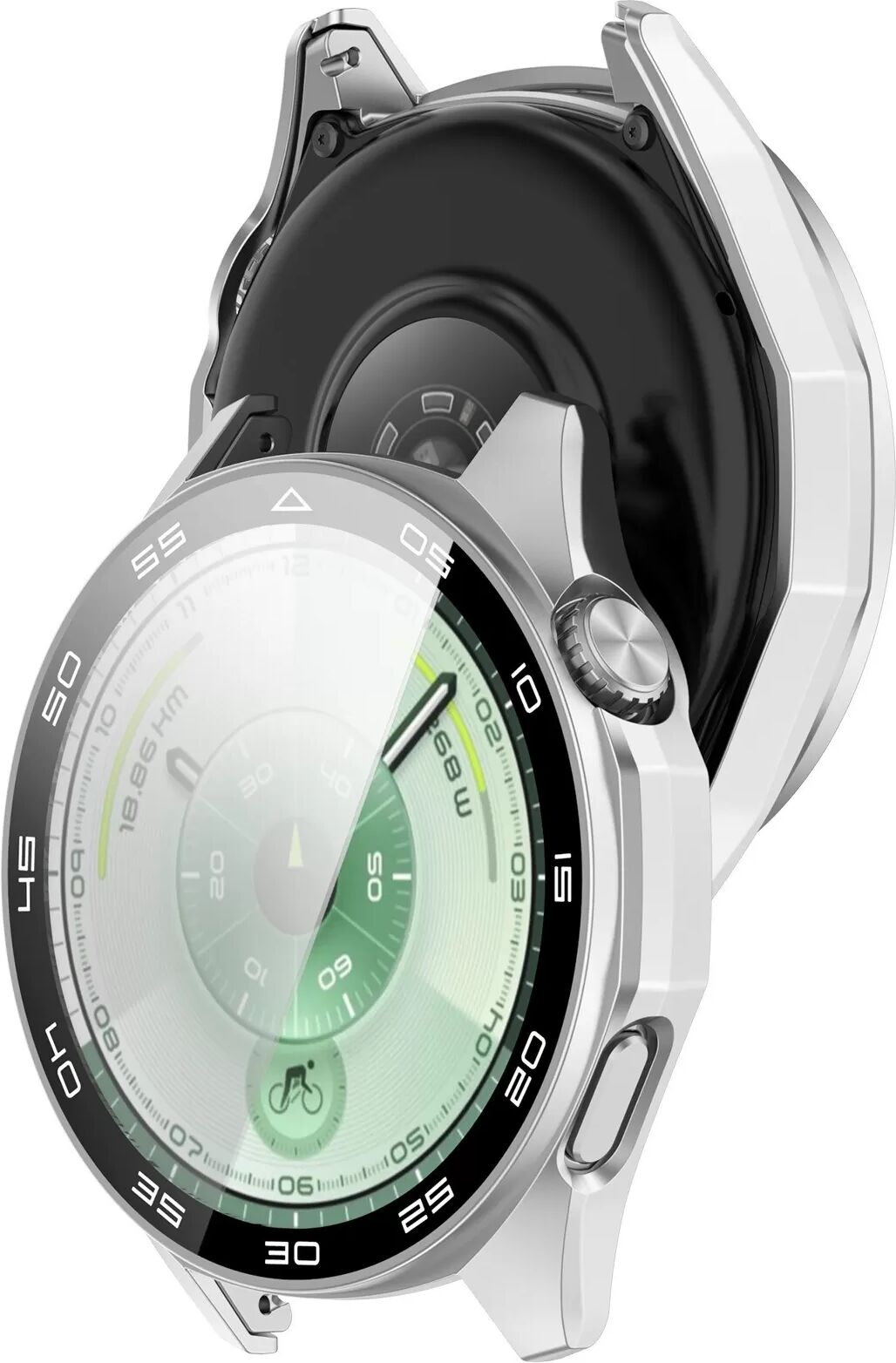 INF Silberne Skala Integrierte Hülle kompatibel mit Huawei Watch GT6 41MM - PC + Gehärtetes Glas