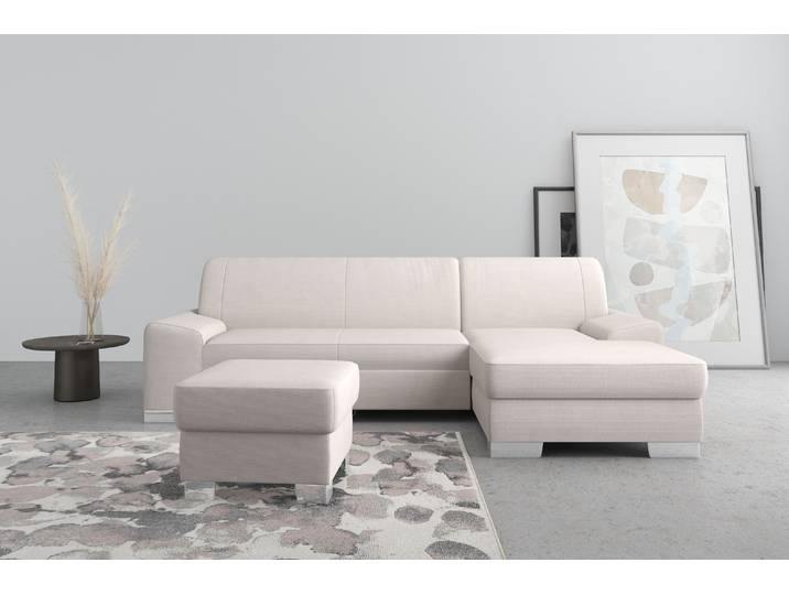 Ecksofa, 271x160 cm, Chenille, Beige, Recamiere Rechts, Modern, Domo-Collection