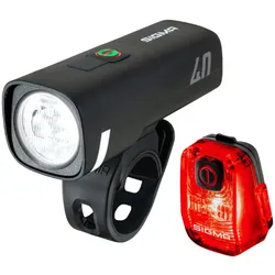 SIGMA SPORT Lampenset Frontleuchte Aura 40 + Rückleuchte Hiro 10 | St