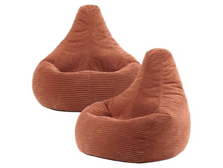 Icon Dalton Sitzsack Cord mit Füllung, 2er Pack, Terakotta In Deutschland Hergestellt, Sitzsack Erwachsene, Weicher Cordstoff, Gaming Sitzsack für Wohnzimmer und Schlafzimmer