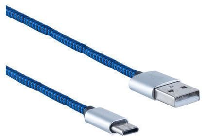 S-CONN USB-oplaadkabel Type A naar USB-C, Blauw, 0,3 meter