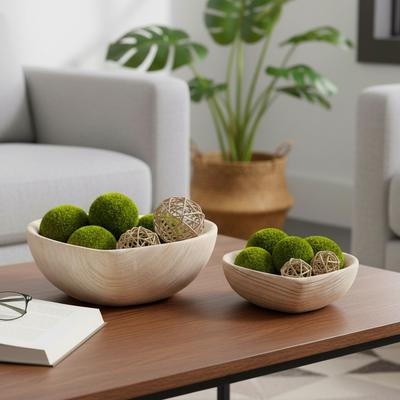 Sagebrook Home "Modern Decorative Wood Heart Bowls - Set of 2, 10/ 9 in. - 10.0"""