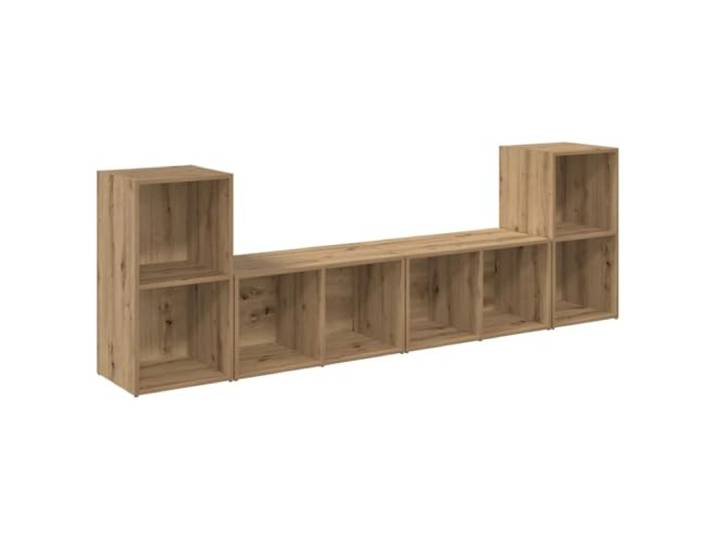 Kaorsrow 4er Set TV-Schrank Wandmontage Artisan-Eiche Holzwerkstoff Platzsparende Wandelemente für Wohnzimmer und Schlafzimmer mit 4 Ablagefächern für Zubehör und Mediengeräte.