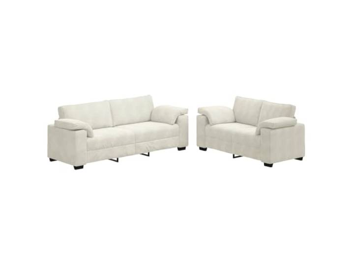 Makastle 2er Set Sofa Couch mit Kissen, cremefarbener Samt