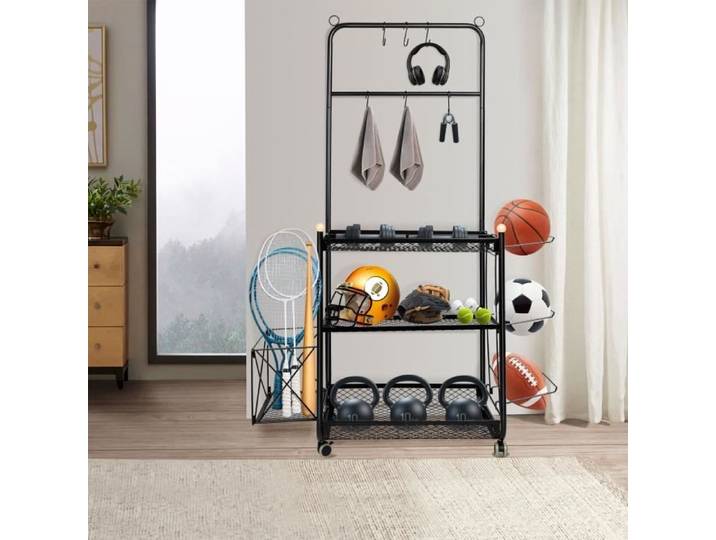 Étagères de rangement pour équipements de sport - HHENGDAFS - en acier au carbone - Noir