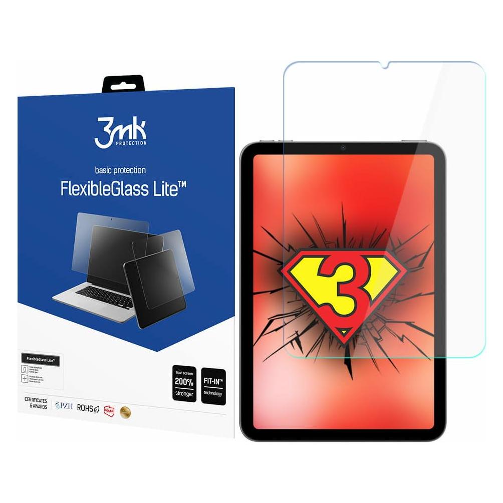 3MK hybrid glass Flexible 2.5D Lite for Apple iPad Mini 6 11" Tablet (1 Stk., Apple iPad mini 2015, Apple iPad mini 2019, Apple iPad mini 2021) (GSM112930)