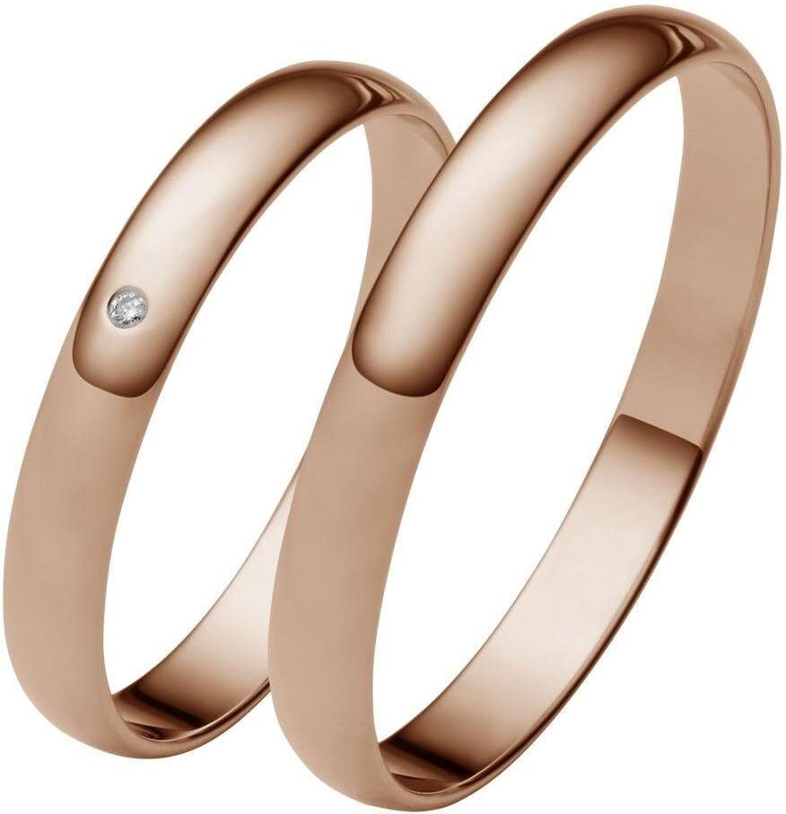 Trauring FIRETTI "Schmuck Geschenk Gold 375 Hochzeit Ehering "LIEBE" Gr. 64, rosa (roségoldfarben), Fingerringe, Damen, 64, 0,01 SI = kleine Einschlüsse mit Brillant, Roségold 375, 3mm, Trauring, Made in Germany, wahlweise mit oder ohne Brillant