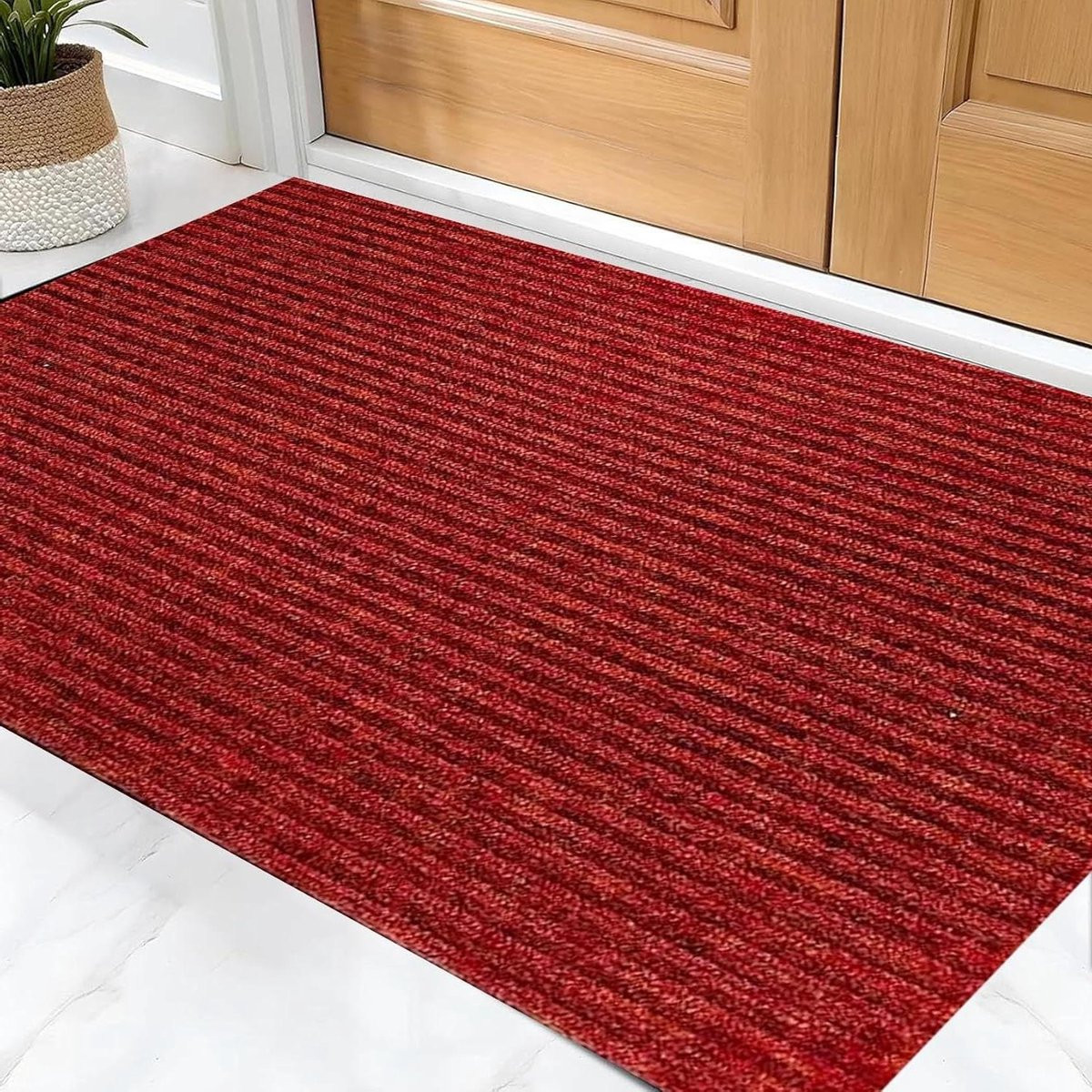 Rode absorberende microvezel deurmat voor binnen - 70 x 140 cm