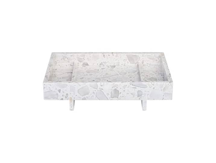 blomus Tablett -ABENTO- Serviertablett Organizer aus Marmor Farbe Nimbus Cloud
