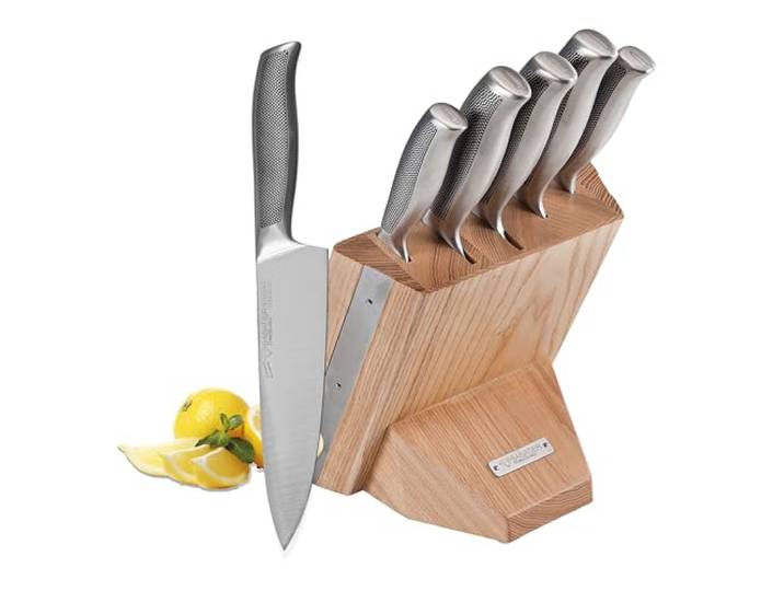 Diamant Sabatier Riyouri Messerblock – 5-teilig – natürliches Eichenholz/Edelstahl – orientalisches Design – mit rutschfester Struktur