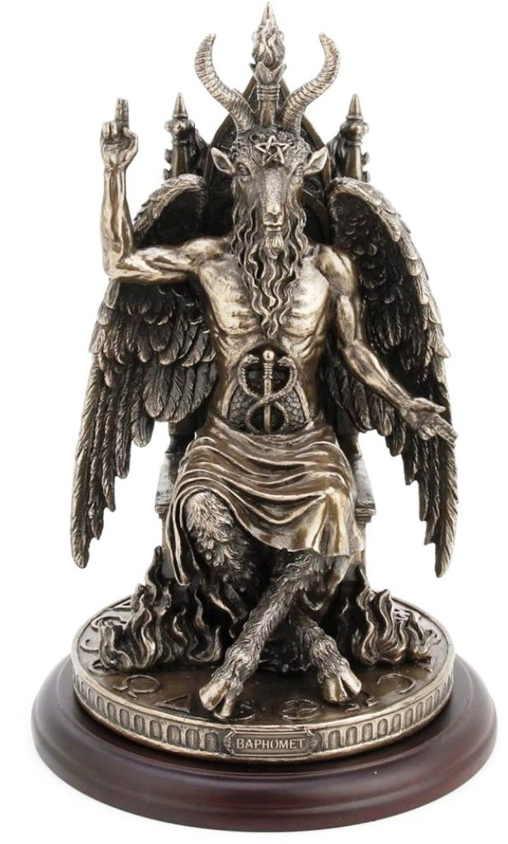 Veronese Design Beeld Baphomet zittend op de Troon H 24 cm x B 14 cm x D 14 cm