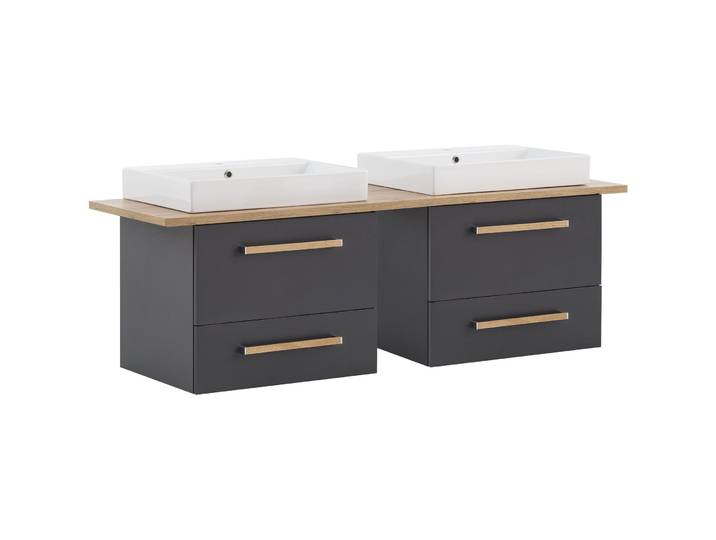 Waschtisch mit Lavabo Hartwich anthrazit Holzwerkstoff B 165 T 50 H 62 cm