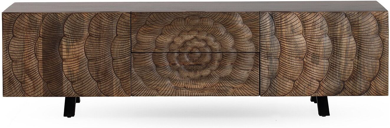 Mueble TV de 2 puertas y 2 cajones de madera maciza de mango