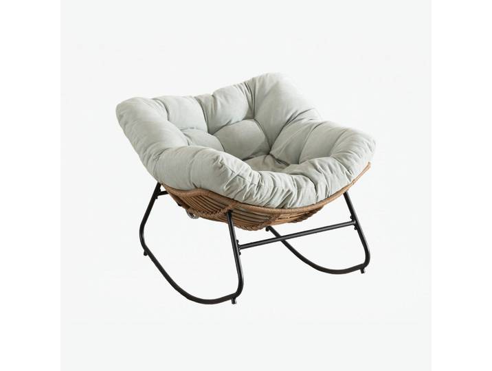 Oxeza Schaukelstuhl Hellblau Chenille, Metallrahmen, Mode, 107x83x95 cm, Wohnzimmer, Sessel, Schaukelstühle