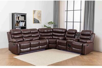 AMERROBIL 3 - Piece USB Vegan Leather Reclining Sectional with Sound System
