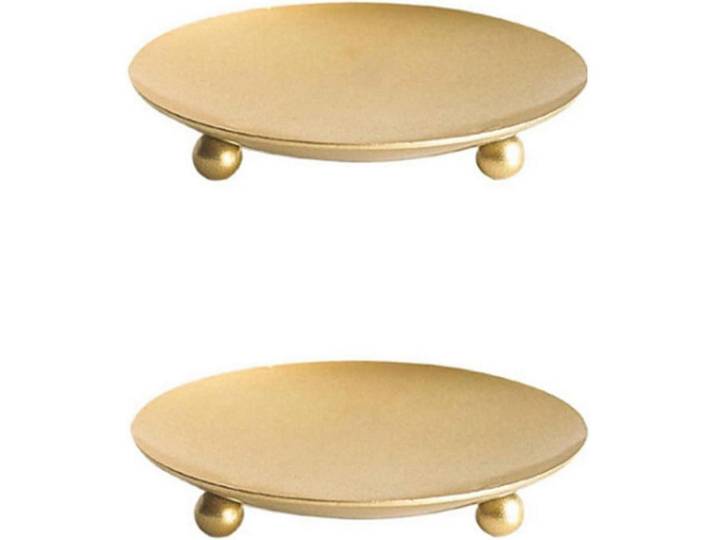 Kerzenhalter 2er-Set Metall Gold 9 cm, Goldfarben, 9x1.5x9 cm, Dekoration, Kerzen & Kerzenhalter, Teelichthalter