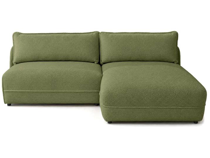 Best Mobilier Lucien - Canapé d'angle droit 4 places ouvert en tissu bouclette \, Vert