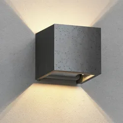 ledscom.de Wandleuchte CUBEL aus Beton, innen & außen, up & down, Abstrahlwinkel einstellbar, G9 Fassung, IP44, 230V, grau inkl. G9 LED Leuchtmittel in weiß