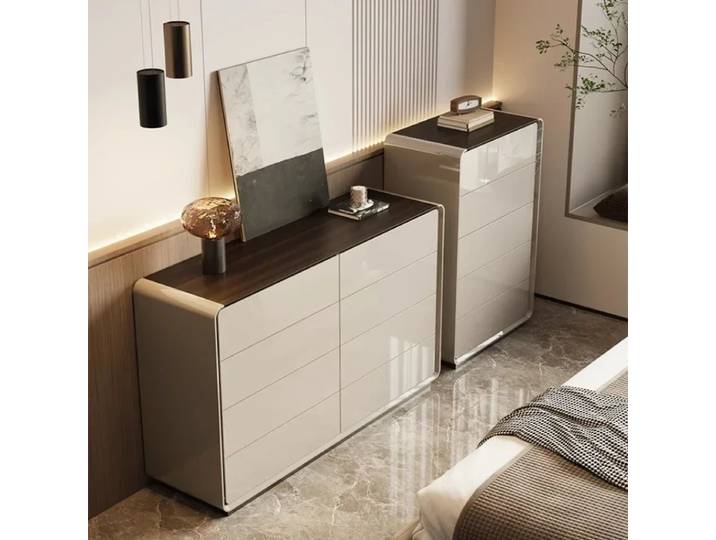 Armoire de rangement, commode, armoires de salon, vitrine, étagères à crépitations, style italien, minimaliste, luxe léger, style crème