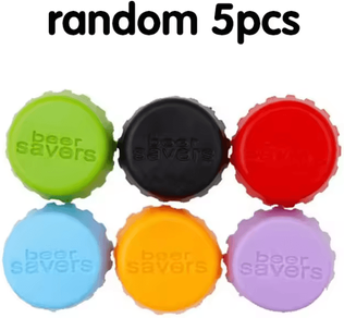 Inspire Curations Reusable Silicone Bottle Cap Covers Airtight Bottle Seals For Beer, Soda & Beverage Bottles random 5pcs
