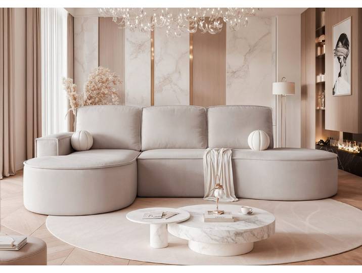 yourhouse24 Ecksofa Design-Sofa SOFIA XL in organischem Look, mit Bettfunktion & Bettkasten