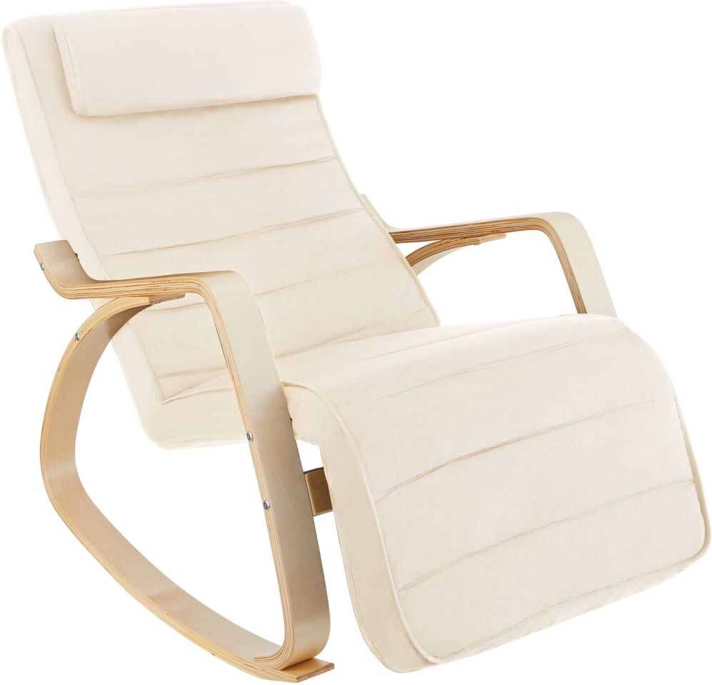 Tectake Mecedora madera abedul, cómoda, estructura robusta, ergonómica, beige