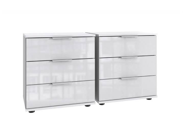 freiraum Nachtschrank Danzig (2er-Set) (2er-Set) in WEISS + GLAS WEISS - 104x58x38cm (BxHxT)