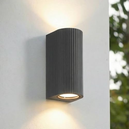 Lindby Moderne Wandlamp Buiten - 2 Lichtpunten - Aluminium en Glas - Antraciet