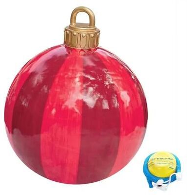 Uplift Treasures 60cm Giant Inflatable Christmas Ball Outdoor Decoration red Stripe
