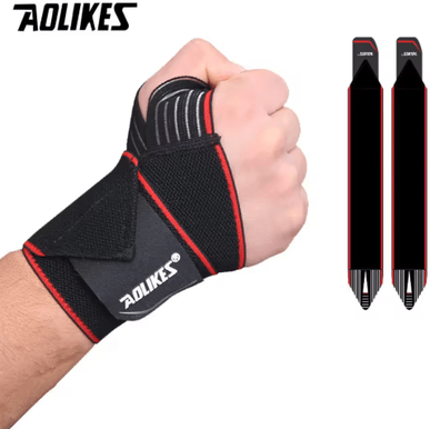 Inspire Picks AOLIKES Wrist Support Wraps Elastic Compression Wrist Straps For Gym, CrossFit & Powerlifting red