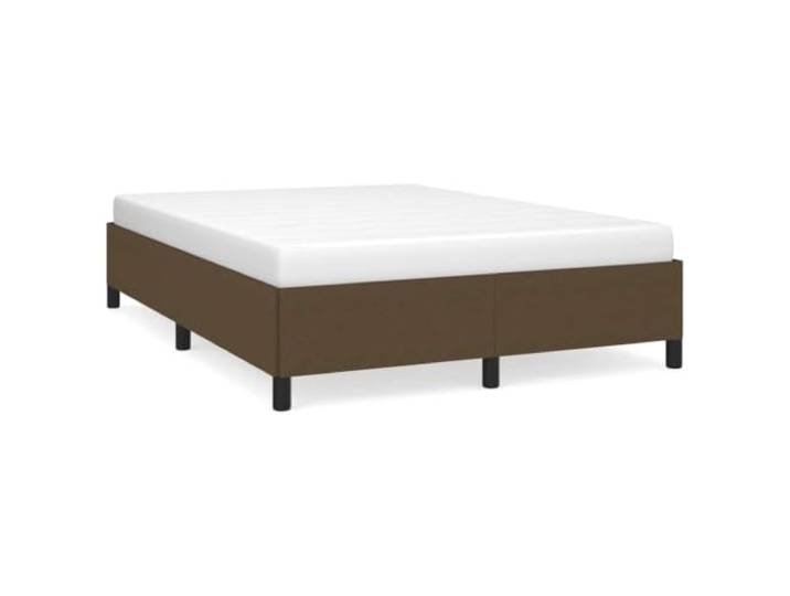 PUGYNBK Stoffbett, 140 x 200 cm, ohne Matratze, Dunkelbraun Basis mit Holzleisten, robuste Füße, atmungsaktiv, langlebig, inklusive Montageanleitung