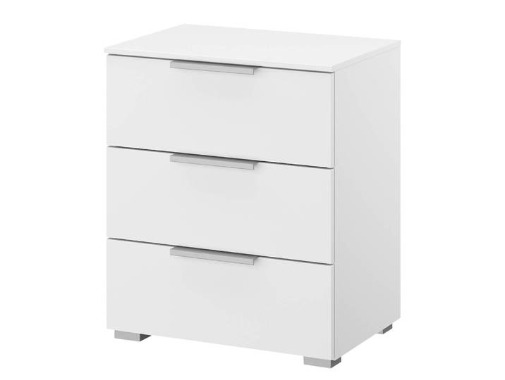 Nachtkommode x3 50cm Weiß/Alpinweiß Aluminium