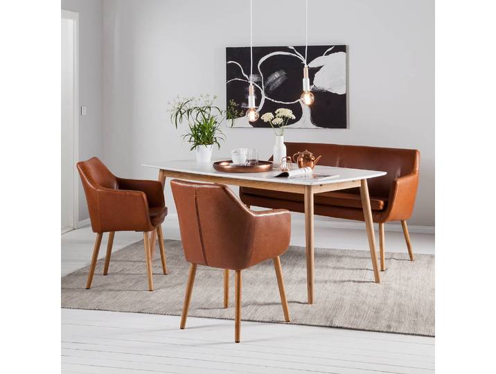 Banquette 159 x 86 x 56cm Marron/Marron vintage Cuir synthétique Aken: Cognac vintage