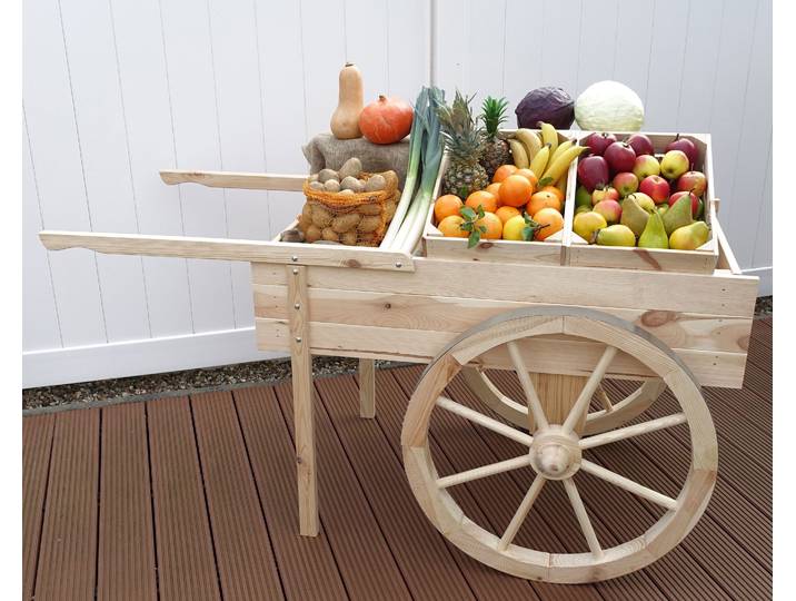 Transportkarren PROMADINO Marktwagen , beige (natur), B:82cm H:80cm, Holzwerkstoff, Transportwagen, Transportkarren, BxTxH: 173x82x80 cm