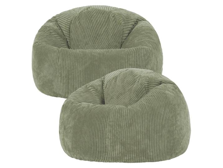 Lot de 2 poufs velours côtelé vert sauge